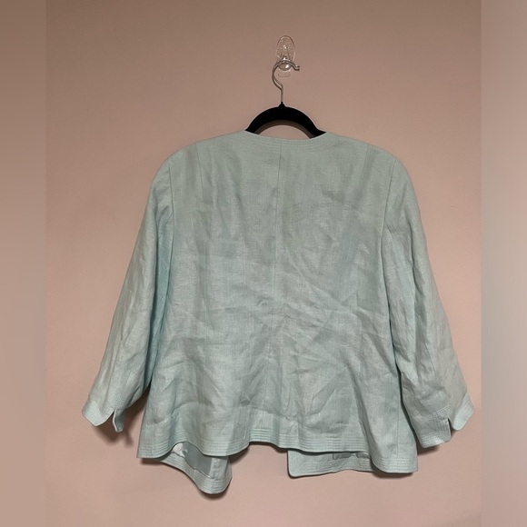 Talbots Seafoam Green Linen Blazer Jacket Size 16 Coastal Classic Preppy NWT - Picture 2 of 8